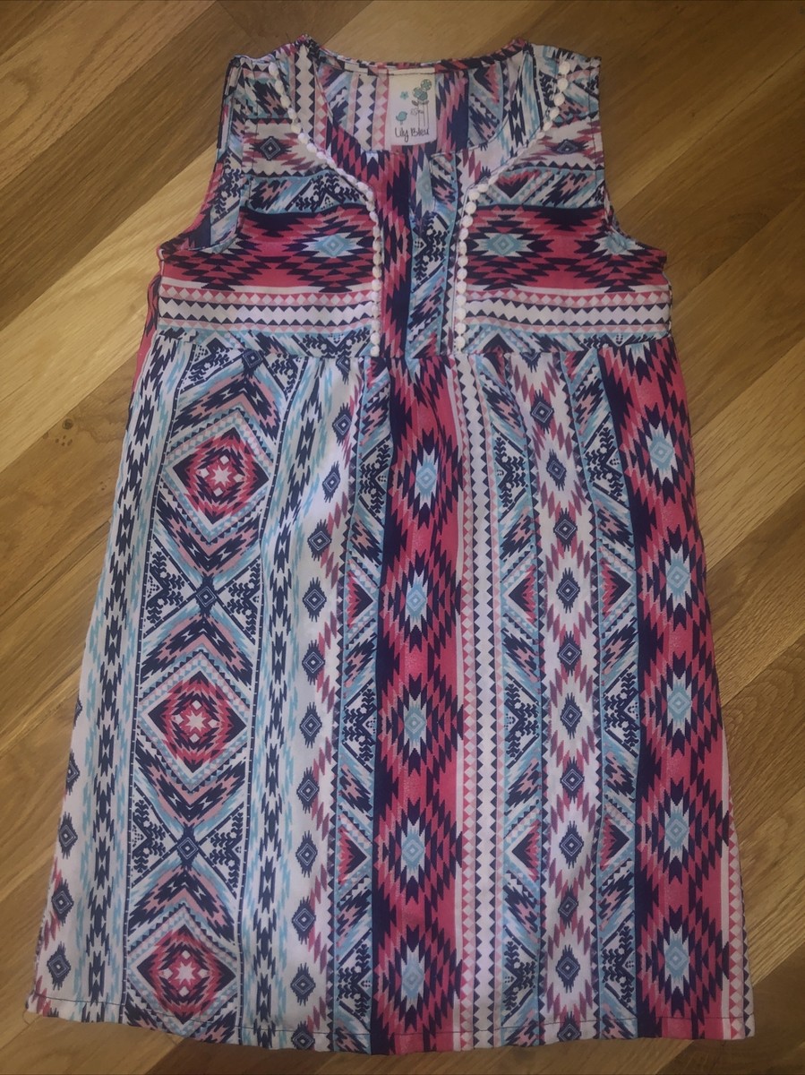 Lily Bleu dress 10 EUC blue Pink (BB)