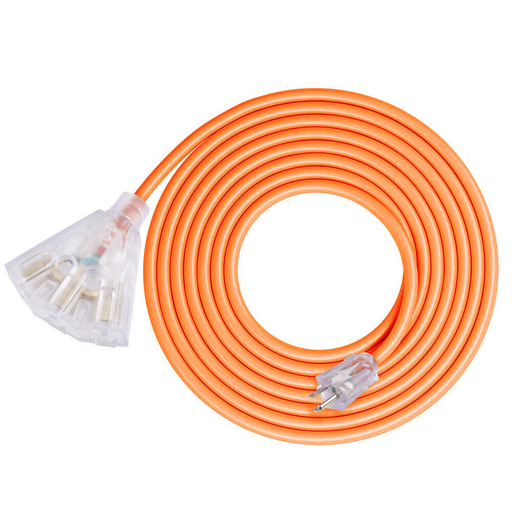 12/3 Heavy Duty 3Outlet Lighted SJTW Indoor/Outdoor Extension Cord 6/10/15/25ft eBay