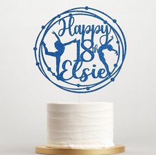 Personalised Gymnast Cake Topper, Custom Name & Age, Glitter Birthday Party UK
