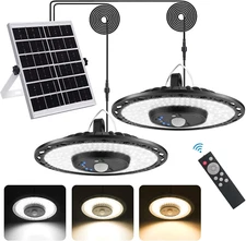 Auzev Solar Shed Light, 3000LM Indoor/Outdoor Pendant with Remote & Timer, IP65