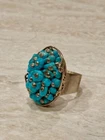 VTG Jay King DTR 925 Sterling Silver Cluster Chip Turquoise Ring Size 9