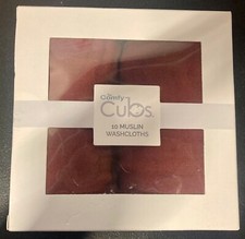 ComfyCubs Muslin Washcloths, Pack of 10- WINE, NEW-SEALED 