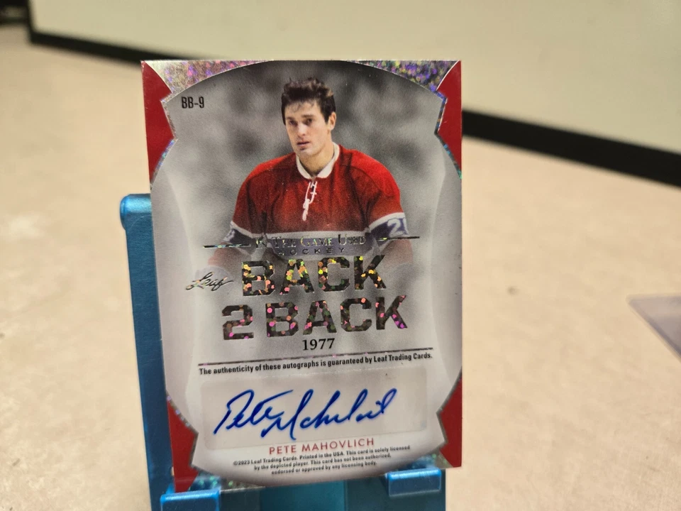 HAS WEAR 2022-23 HOJA ITG USADO CHICO LAFLEUR Pete Mahovlich BACK 2 BACK AUTO /7 Foto 2 de 2