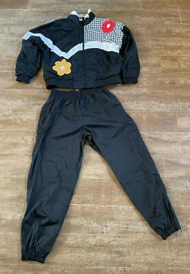 L Towne London Fog Windbreaker Tracksuit Vintage floral jogging pants  jacket 80s