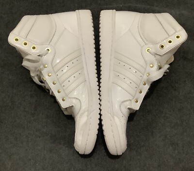 MENS ADIDAS TOP TEN HI - PATENT LEATHER WHITE & GOLD ART