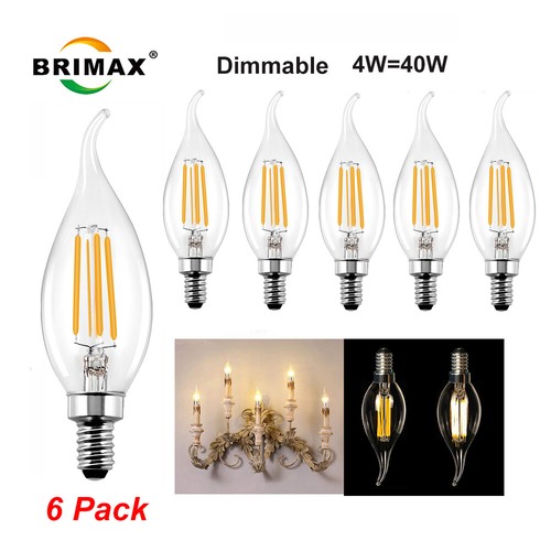 BRIMAX E14 LED Flame Bulb 4W Small C35 Vintage Filament Chandelier Light Bulbs - Picture 2 of 14