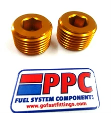 Pipe Plugs 3/4" NPT Aluminum w/ allan head Pair of  Gold  anodized 2 per pk