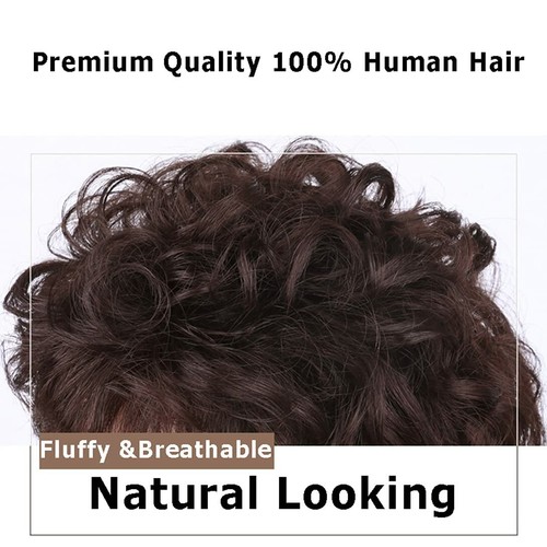Women Fluffy Short Curly Wavy100% Real Human Hair Curly Topper Hair Piece - Picture 6 of 13