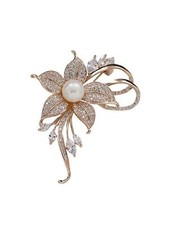 Unique Flower Pearl Brooch Pin for Women, Rhinestone Lapel Pin Fashionable Ch...