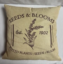 Decorative Throw Pillow 15" x 15" Seeds & Blooms Beige Plum