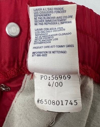 Vintage Tommy Jeans Basketball Snap Tear Away Red Sport Lined Pants Men's Size L - Picture 11 of 13