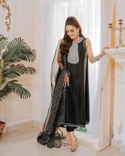 Festival Wear Faux Geotgette Salwar Kameez With Dupatta For Women