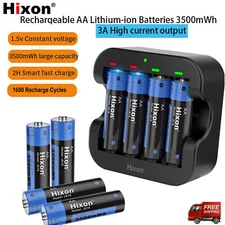 1.5V Rechargeable Lithium Batteries AA 3500mWh,Hixon AA/AAA Li-ion Charger LOT