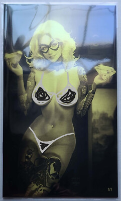 BEAR BABES BLACK CAT w/ VENOM TATS FULL GOLD METAL COVER ED. #1of 1 BEAR CLAW