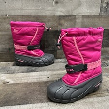 Sorel Boots Girls Youth Pink Rubber Slip On Winter Snow Boots size 4