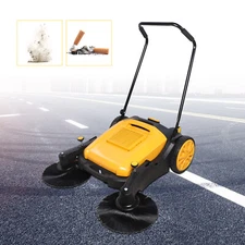 41" Hand Push Sweeper Pavement Street Sweeping Tool Walk-behind Outdoor Cleaner