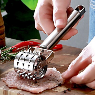 Stainless Steel Meat Tenderizer Roller Hammer Mallet For Steak Beef Chicken Tool