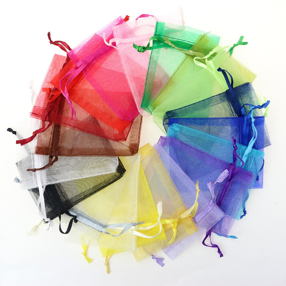 Bolsa de organza con cordón 50/100/150/200 bolsa de joyería boda fiesta regalo bolsa