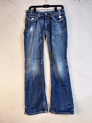 MEK Denim Easy Boot Cut Jeans Size W27x32L Distressed tag