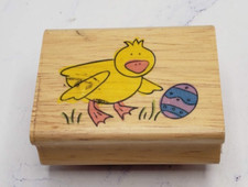 Easter Chick With Egg Canadian Maple Collections Rubber Stamp