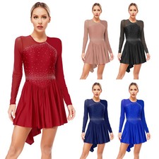 Women's Costume Irregular Dancewear Patchwork Dress Waltz Leotard Glitter Jazz