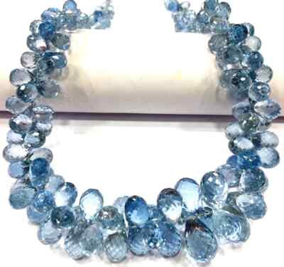 Extremely Rare~Aquamarine Faceted Teardrop Beads Briolettes Gemstone Beads.