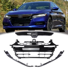 Front Bumper Upper Lower Grille Assembly For 2018-2020 Honda Accord Sport Sedan