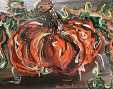 Abstract Pumpkin, Original Acrylic Painting, Fall Art