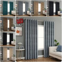 Luxury Jacquard Ring Top Eyelet Curtains Fully Lined Living Room Window (Pair)
