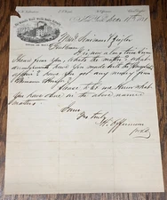 1871 The Hudson River Steam Sugar Refinery Letterhead New York, Domino Sugar