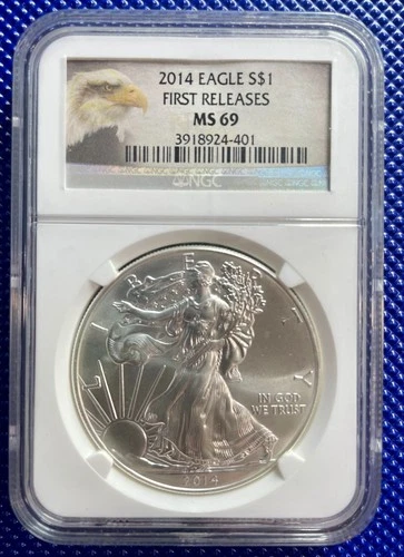 2014 ~ Silver Eagle S$1 ~ NGC MS69 ~ FIRST RELEASES ~ #3918924-401