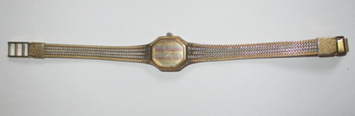 Vintage Lady Elgin Watch Tri Color 8 Sided Face Silver Gold 