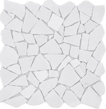 Stein geschnitten weiß Bruchmosaik Naturstein Wand Bad Küche 44-0102_b | 1 Matte