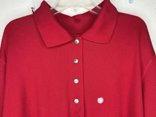 Lane Bryant Venezia Jeans Top Womens Sz. 26/28 Top Red Waffle Weave Long Sleeve