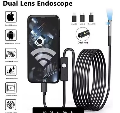 Endoskop Dual Lens 5M Inspektionskamera Endoskop für iPhone Android USB Typ C
