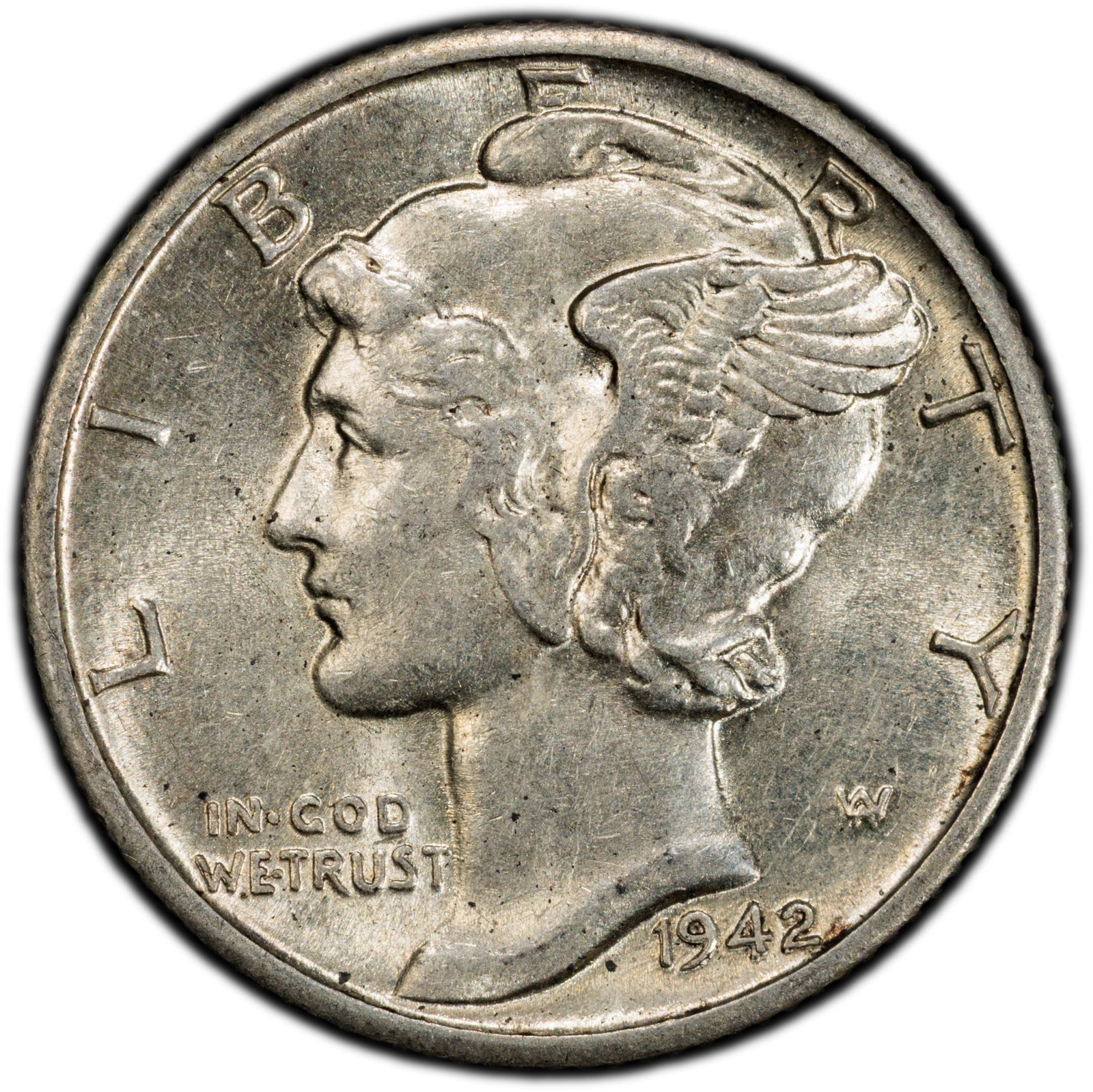 1942/1-D 10C Mercury Dime PCGS AU58FB