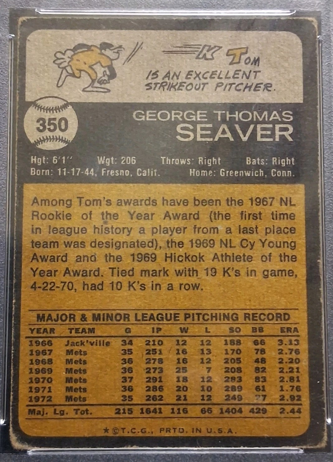 1973 TOPPS TOM SEAVER #350 PSA/DNA AUTOGRAPH. RARE view 7
