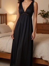 Vintage Miss Elaine Night Gown Lace Size Small/Med Stretch Maxi Slip Dress Glam