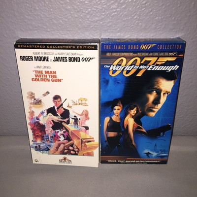 2 VHS USED 007 James Bond The Man With The Golden Gun / The World Is Not Enough