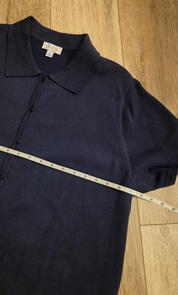 Женские D&Co. 1 X темно-синий хлопок смесь Майка и SS кнопка спереди верхний комплект - Изображение 3 из 4