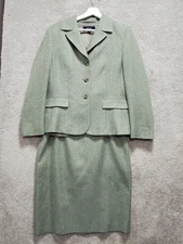 Jones Wear Skirt Suit Womens 14 Green Gray Business Career  Office Academia