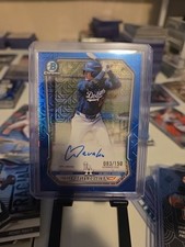 Topps 2026 Bowman Chrome Charles Davalan Blue Mojo Refractor Auto /150 Dodgers
