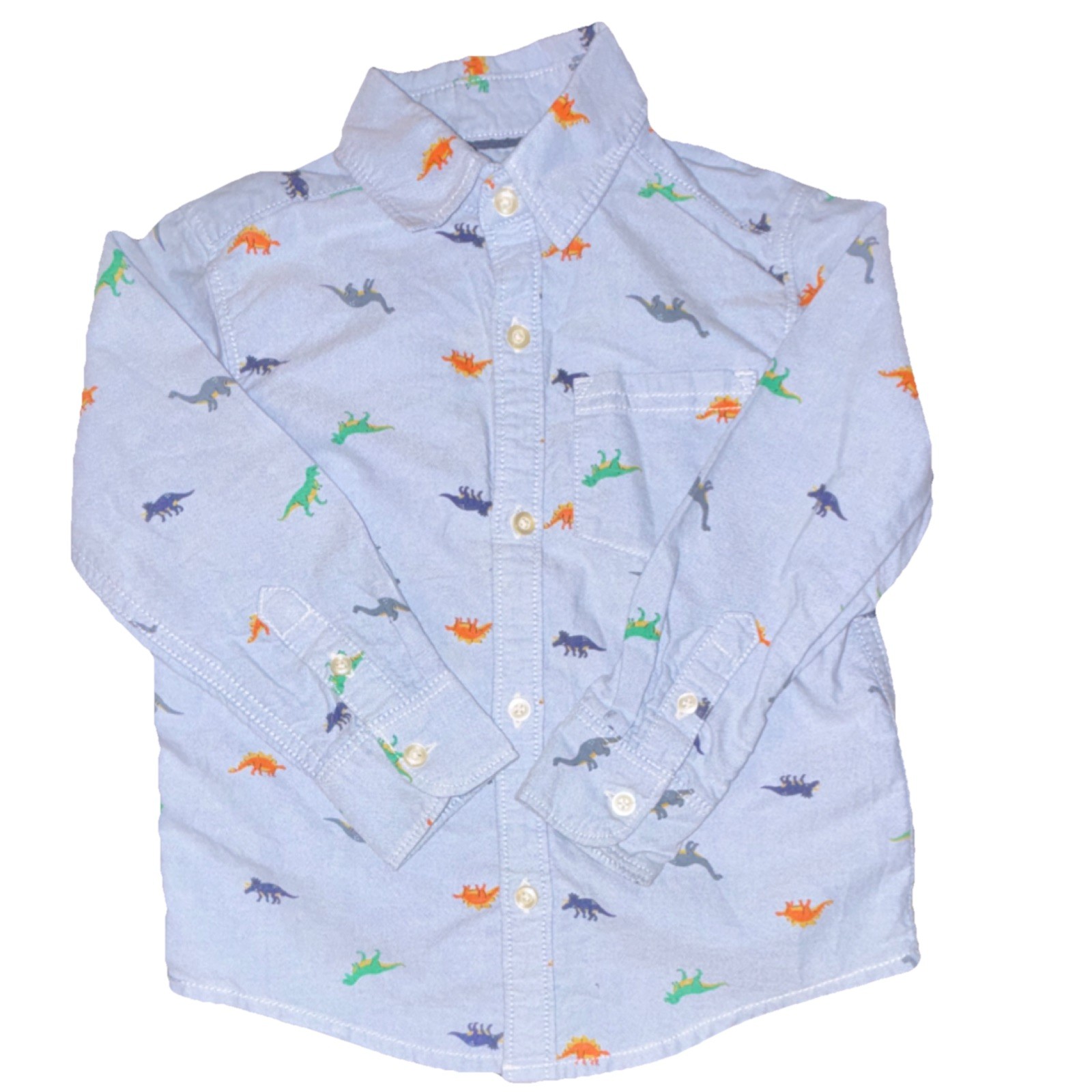 Carter's Boys 3T Light Blue Dinosaur Print Long Sleeve Button-Up Shirt