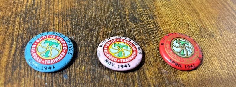 Lot 3 Vintage Brotherhood Of Railroad Trainmen Union Pins 1941