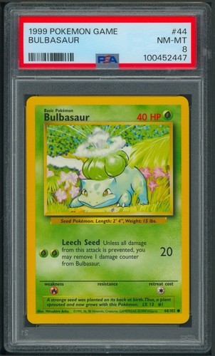 Pokémon Base Set Bulbasaur 44/102 PSA 8