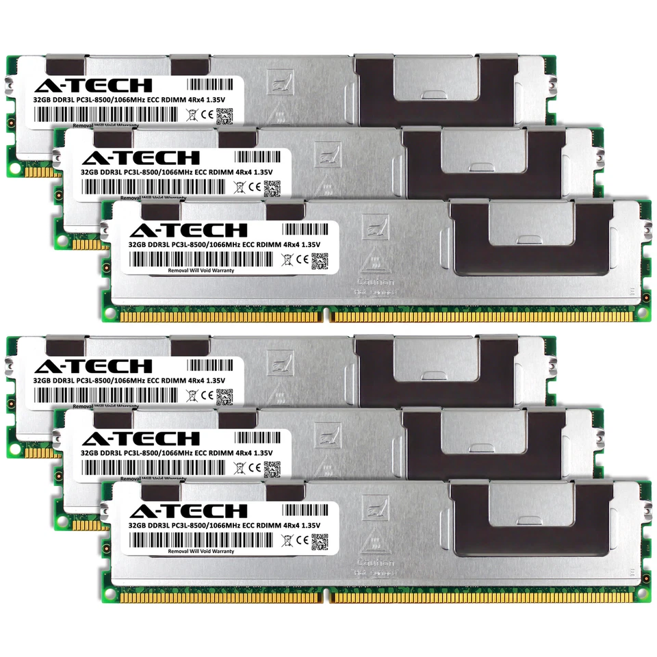 A-Tech 192GB 6x 32GB 4Rx4 PC3-8500R DDR3 1.35V ECC RDIMM REG Server Memory RAM - Image 2 of 4