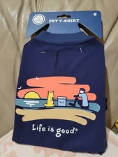  Life is Good Dog Shirt Dress Small Size Outdoors Beach Pet Gift New Navy Color