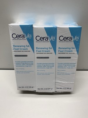 Cerave Renewing SA Foot Cream 3 oz Lot Of 3 New Sealed