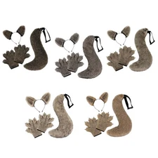 Wolf Ears and Tail Set Paw Gloves for Carnival Stage Performance Night Club