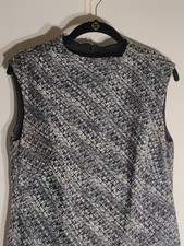 Bannana Republic Dress Womens 8 Black/White Tweed Sleeveless Asymmetrical Midi